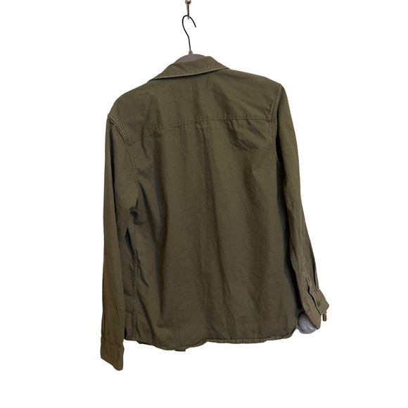 PUBLIC OPINION SHACKET SIZE LARGE ROSE PATCHES EMBROIDERED OLIVE GREEN UTILITY - Picture 2 of 9
